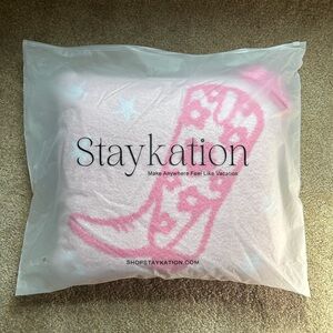 Staykation Quillow - Pink and White Decorative Blanket with Western Flair